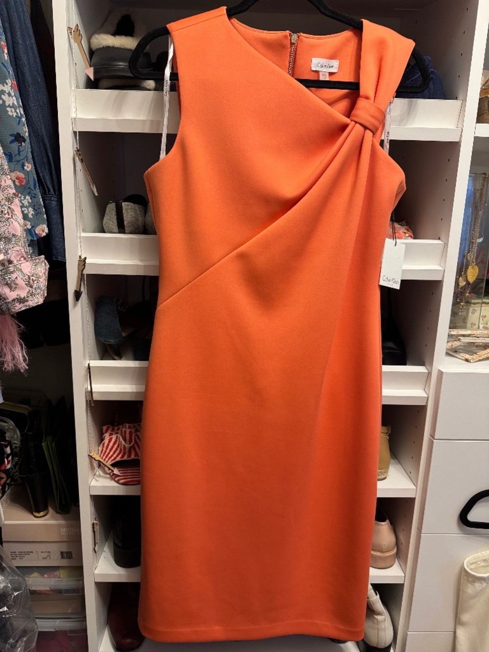 Calvin Klein asymmetric neckline
